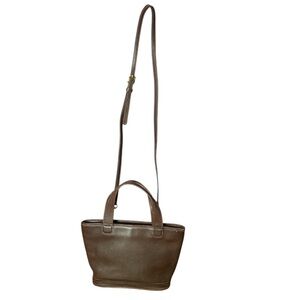 Y2K Coach Classic Chocolate Brown Mini Leather Tote Bag with Crossbody Strap